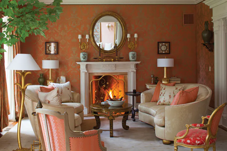 In the book, Ca’ Rezzonico, one of Venice’s finest palazzi is beautifully photographed, showing off Fortuny fabric and design. The “de Medici” fabric on this chair complements the floral motifs on the frame. (Courtesy of Fortuny)