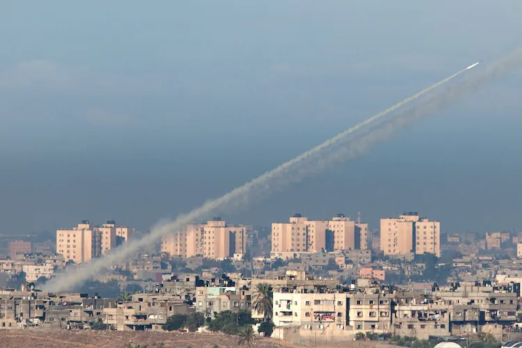 A rocket is launched from Gaza as seen from Sderot, Israel, on November 15, 2012. A rocket attack on an apartment building in Kiryat Malachi, Israel, claimed three lives, some 24 hours after the Israel Defense Forces targeted nearly 200 sites in the Gaza Strip, killing Ahmed Jabari, Hamas military chief, in the process. (Uriel Sinai/Getty Images)