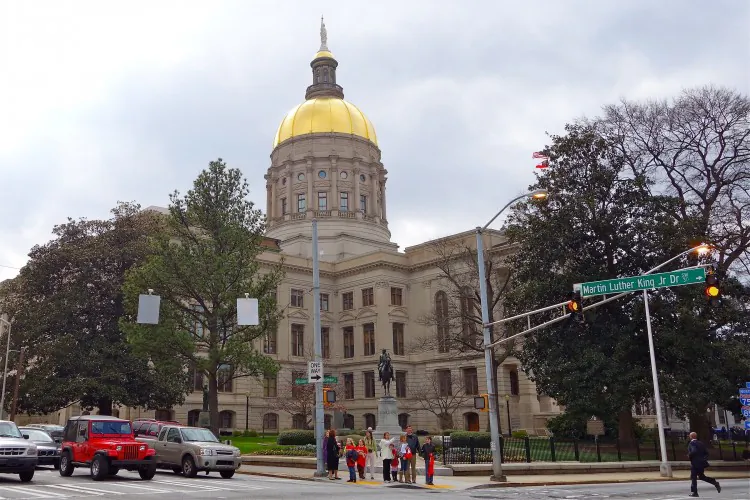The Georgia State Capitol building in Atlanta, ornamented with gold leaf from Dahlonega, Ga. (Mary Silver/The Epoch Times)
