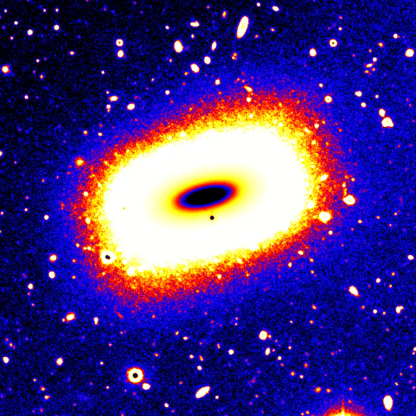 The emerald-cut galaxy is extremely unusual as most galaxies exist in three forms: disc-like, spheroidal, or lumpy and irregular in appearance. (Swinburne University of Technology)