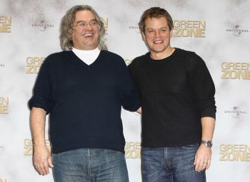 Director Paul Greengrass (L) and actor Matt Damon attend a photocall to promote their new movie 'Green Zone' at the Adlon Hotel on March 3 in Berlin, Germany. 'Green Zone' opens today worldwide. (Photo by Andreas Rentz/Getty Images)