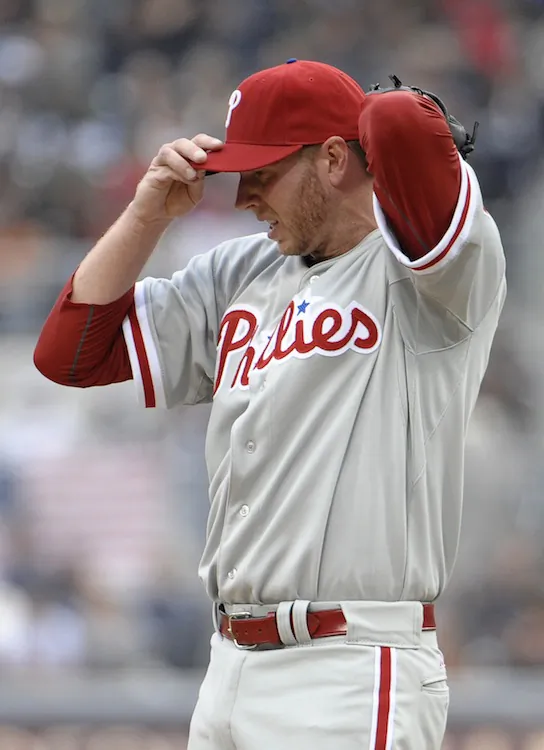 Roy Halladay’s ERA has risen from 1.95 to 3.98 in the month of May. (Denis Poroy/Getty Images)