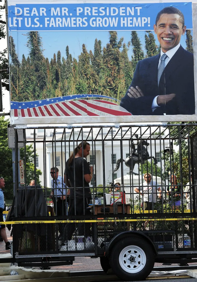 On June 11, 2012, protestors in Washington, D.C., appealed for a change to U.S. federal policy that prevents farmers from growing industrial hemp. Efforts from Kentucky this month aim to bring hemp farming back to the state. (Jewel Samad/AFP/Getty Images)