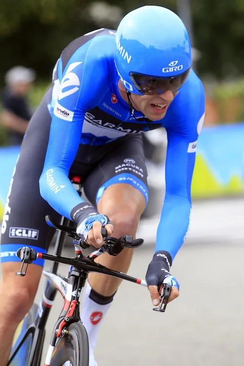 Garmin-Barracuda’s Ryder Hesjedal rides during the 21st stage of the 95th Giro d’Italia cycling race, May 27. (Luk Benies/AFP/GettyImages)