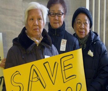 LONG LINE OF CUTS: Seniors gathered at City Hall on Tuesday to ask the mayor not to cut funding to care for the homebound elderly. The Department for the Aging (DFTA) has seen a total 40 percent budget cut in the last two years. (Tara MacIsaac/The Epoch Times) LONG LINE OF CUTS: Seniors gathered at City Hall on Tuesday to ask the mayor not to cut funding to care for the homebound elderly. The Department for the Aging (DFTA) has seen a total 40 percent budget cut in the last two years. (Tara MacIsaac/The Epoch Times)