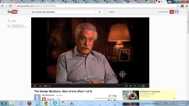 Joe Weider discusses his youthful aspirations, which led him to build a fitness empire including Men's Fitness magazine, in a CBC documentary released in 1999. (Screenshot via The Epoch Times)