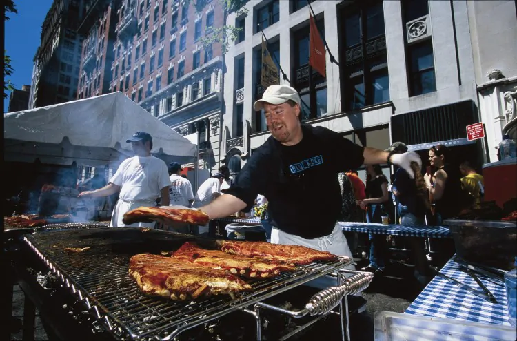 Blue Smoke Executive Chef and Partner Kenny Callaghan at a previous Big Apple Barbecue Block Party. (Courtesy of Big Apple Barbecue Block Party, New York, N.Y., June 12, 2010)