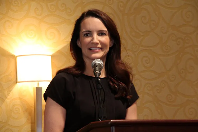 Sex and the City's, Kristin Davis,an Oxfam global ambassador gave welcoming remarks at the Sisters on the Planet, International Women's Day event. (Shar Adams/The Epoch Times)