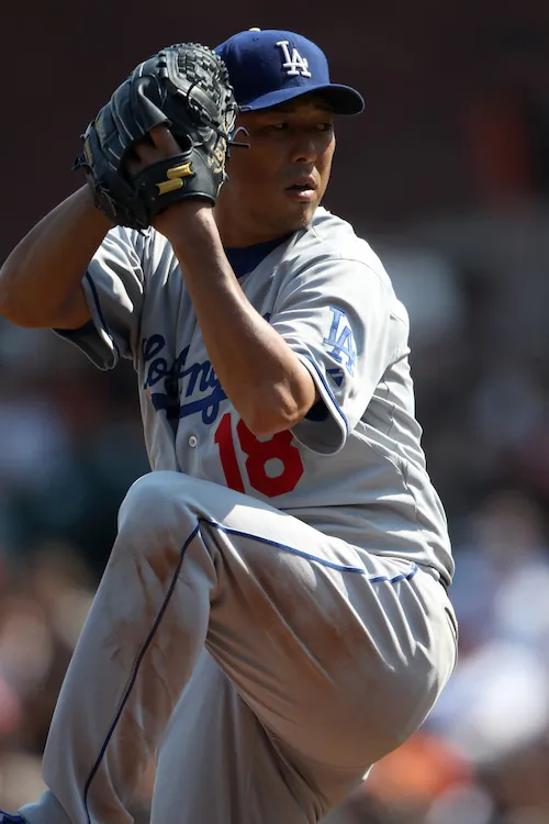 Hiroki Kuroda comes to the Yankees after four season with the Dodgers where was 41-16 with an ERA of 3.45. (Brad Mangin/Getty Images)
