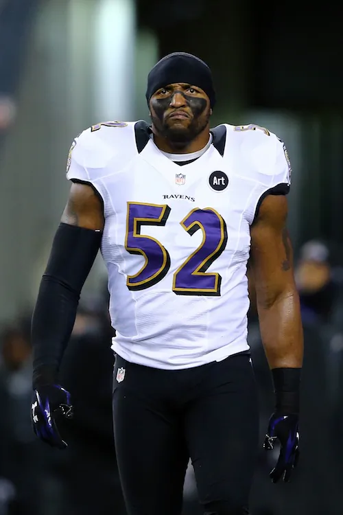 Ray Lewis, though he's 37 years old can still bring the heat on defense, leading all postseason players in tackles with 44. (Al Bello/Getty Images)
