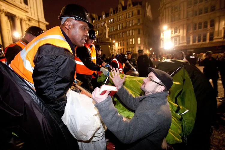 Bailiffs and police clear the Occupy protest camp outside of St Paul's cathedral in London on Feb. 28. (Matthew Lloyd/Getty Images)