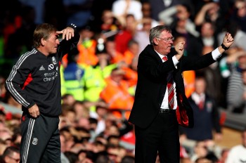 Kenny Dalglish and Sir Alex Ferguson faced off once again. (Clive Brunskill/Getty Images)