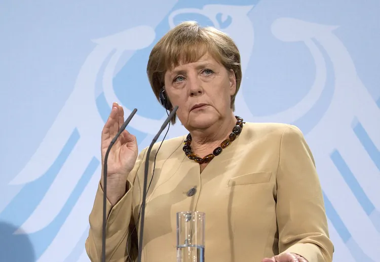 German Chancellor Angela Merkel gives a press conference on Aug. 24, along with Greece's prime minister at the Chancellery in Berlin. Samaras said that his debt-wracked country was not asking for more cash to solve its problems, but required more 'breathing space' to carry out cuts and reforms. (David Gannon/AFP/GettyImages)