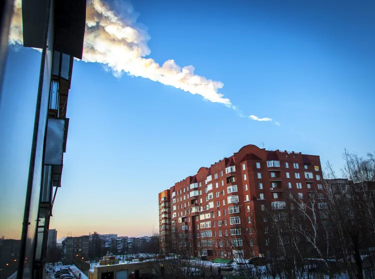 The wall of a local zinc plant was damaged by a shockwave from a meteor in the Urals city of Chelyabinsk, on February 15, 2013. (Oleg Kargopolov/AFP/Getty Images)
