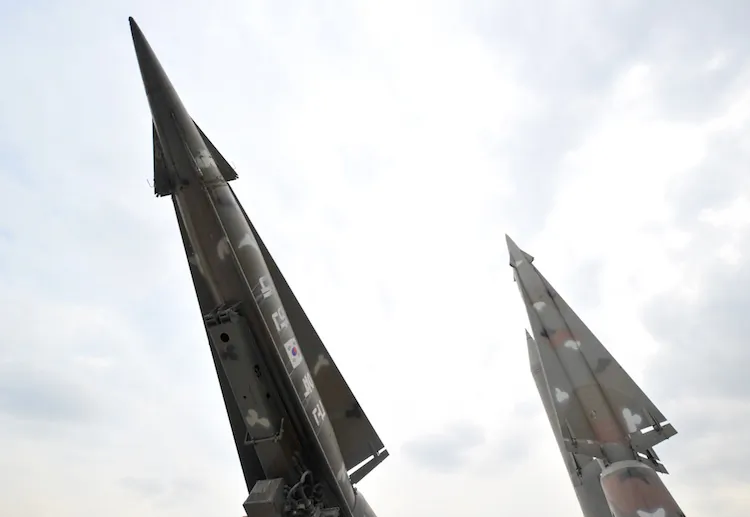 South Korean Nike missiles are displayed at the War Museum in Seoul on Oct. 9. North Korea said on October 9 it possessed rockets capable of striking the U.S. mainland, as it slammed a new U.S.-South Korean deal to extend the range of the South's missile systems. (Kim Jae-Hwan/AFP/GettyImages)