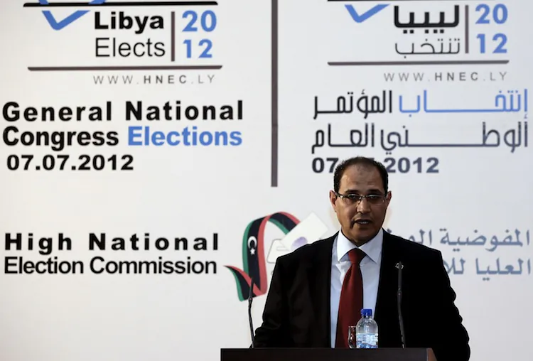 The president of Libya's electoral commission, Nuri al-Abbar, gives a press conference in Tripoli on July 5, two days ahead of elections for a General National Congress. (Mahmud Turkia/AFP/GettyImages)