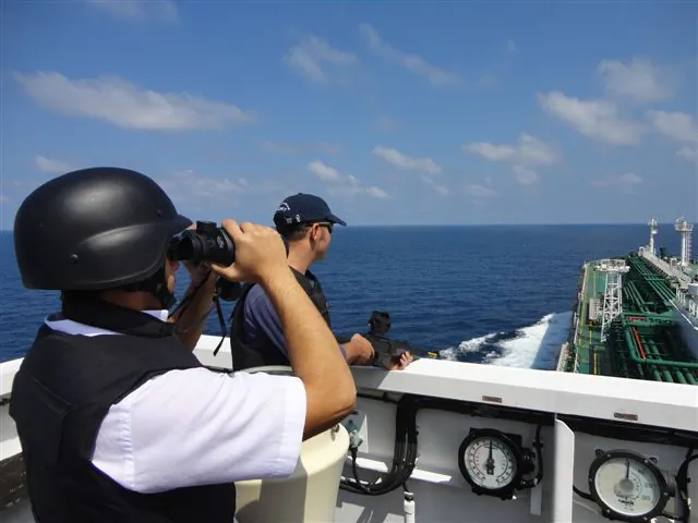 Somali pirates in the Gulf of Aden are intercepted by naval officers. Improved security has had some impact on reducing piracy. This year alone, to March 19, there were 87 attacks by pirates, but only nine were successful, according to Save our Seafarers. (Courtesy of Save Our Seafarers)
