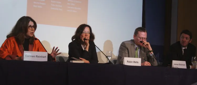 Carmen Reinhart, senior fellow at the Peterson Institute for International Economics, and co-author of "This Time is Different: Eight Centuries of Financial Folly." She commented on the Occupy movement at the Peterson Institute on April 17. (Gary Feuerberg/ The Epoch Times)