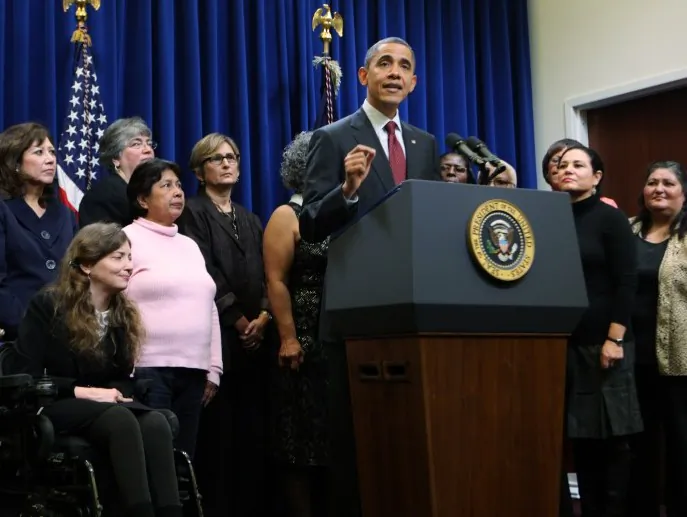President Barack Obama speaks during a 'We Can't Wait Event' in the Old Executive Office Building Dec. 15 in Washington. Obama proposed new rules that would guarantee a minimum wage and overtime protection for home healthcare workers that take care of the elderly. (Dennis Brack-Pool/Getty Images)
