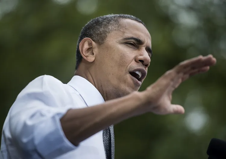 U.S. President Barack Obama speaks at a campaign event at Eden Park Sept. 17, in Cincinnati, Ohio. Obama said Monday he liked to 'walk the walk, not just talk the talk' on combating China trade abuses. (Brendan Smialowski/AFP/GettyImages)
