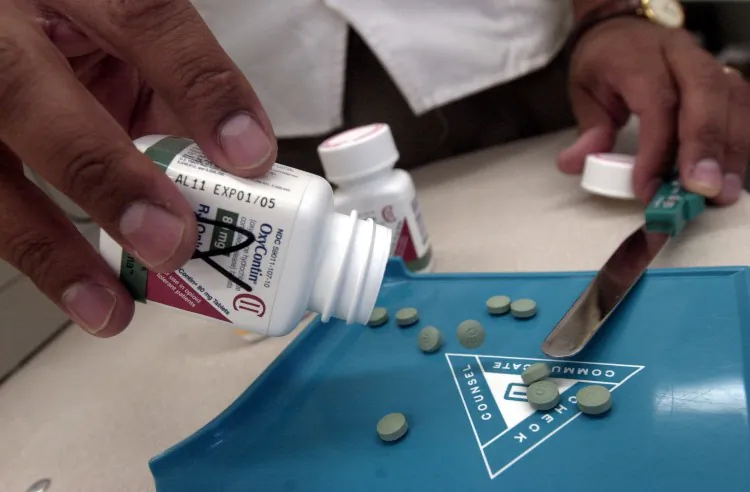 OxyContin, the brand name of oxycodone, is distributed at a pharmacy in this file photo. (Darren McCollester/Getty Images)