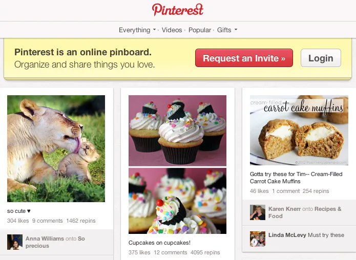 Pinterest's homepage is seen on April 8. (Screenshot via The Epoch Times)