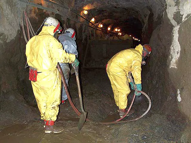 Workers remove mercury contaminated sediments from the Polar Star Mine Superfund site in this file photo. The EPA added two new sites to its priority cleanup list last week. (Courtesy of EPA.gov)