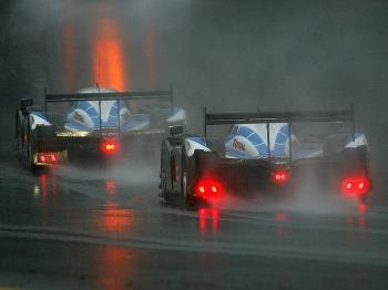 Frank Montagny in #08 Peugeot leads Pedro Lamy in #07 Peugeot through the torrential rain during the American Le Mans Series Petit Le Mans on September 26, 2009 at Road Atlanta in Braselton, Georgia. (Darrell Ingham/Getty Images) Frank Montagny in #08 Peugeot leads Pedro Lamy in #07 Peugeot through the torrential rain during the American Le Mans Series Petit Le Mans on September 26, 2009 at Road Atlanta in Braselton, Georgia. (Darrell Ingham/Getty Images)