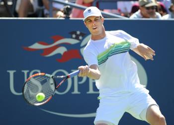 THE WEAPON: Sam Querrey fires a forehand against Nicolas Almagro in third-round action at the U.S. Open on Sunday. (Stan Honda/AFP/Getty Images) THE WEAPON: Sam Querrey fires a forehand against Nicolas Almagro in third-round action at the U.S. Open on Sunday. (Stan Honda/AFP/Getty Images)