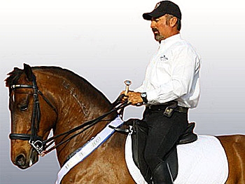 Ray Ariss, a trainer from Norco, Calif. riding Piaffe on his Mustang Hail Yeah. (Courtesy of Ray Ariss) Ray Ariss, a trainer from Norco, Calif. riding Piaffe on his Mustang Hail Yeah. (Courtesy of Ray Ariss)