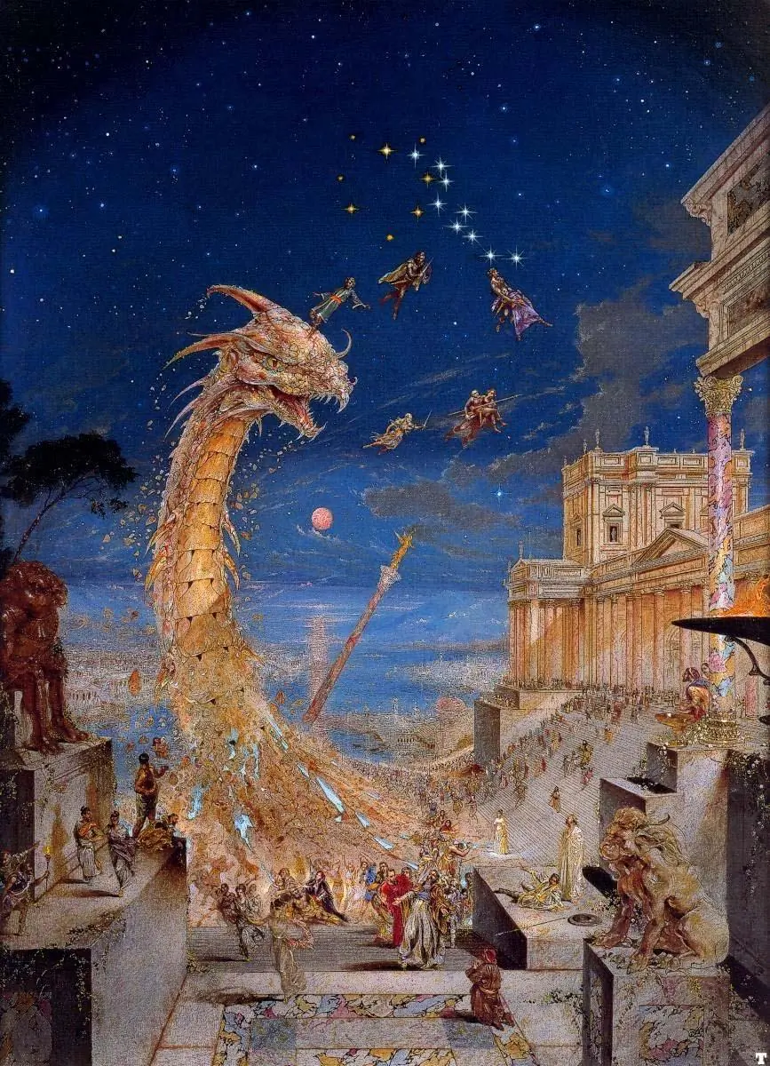 James Gurney, "Dinosaur Parade." Oil on canvas mounted on panel, 24 in x 48 in. (Courtesy of the artist)