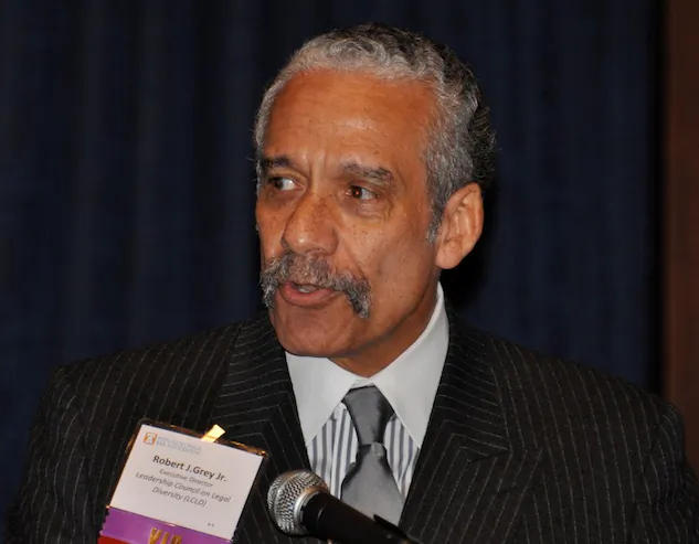 Executive director for the Leadership Council on Legal Diversity and symposium keynote speaker Robert J. Grey Jr. addresses legal professionals at the first Symposium on Diversity in the Legal Profession. (Courtesy of the Philadelphia Bar Association.)