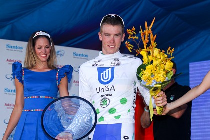 Rohan Dennis of Uni-SA won the Youndg Rider and King of the Mountains jerseys while finishing fifth overall against a field of powerful international riders. (Mark Gunter/AFP/Getty Images)