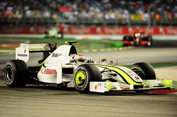 Brawn GP driver Rubens Barrichello fell behind teammate Jenson Button after a pit stop and followed him home to finish sixth. (Clive Mason/Getty Images) Brawn GP driver Rubens Barrichello fell behind teammate Jenson Button after a pit stop and followed him home to finish sixth. (Clive Mason/Getty Images)