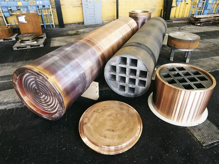 Parts of test canisters for storing nuclear waste in Sweden, which have been shown to erode to a dangerous point. (Courtesy of Swedish Nuclear Fuel and Waste Management Company)