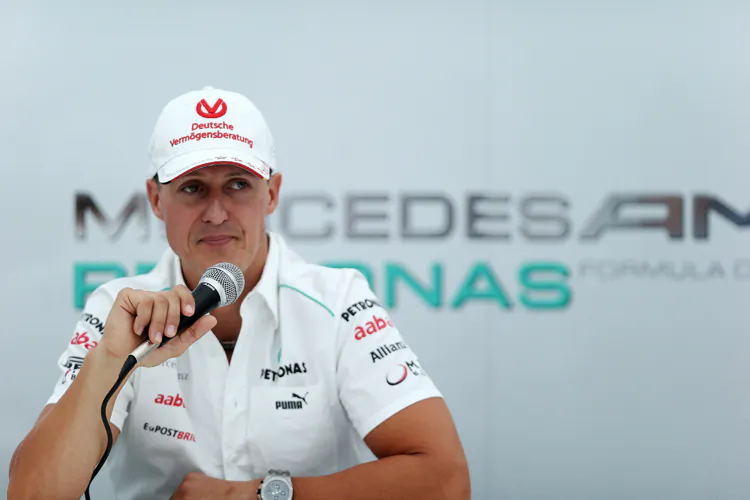 Michael Schumacher drives during the Formula One Singapore Grand Prix, September 23, 2012 in Singapore, Singapore. (Clive Mason/Getty Images)