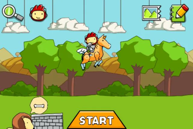 Scribblenauts has an object dictionary of 10,000 things. Here a player uses a winged horse to escape from a hungry lion(Tan Truong/The Epoch Times)