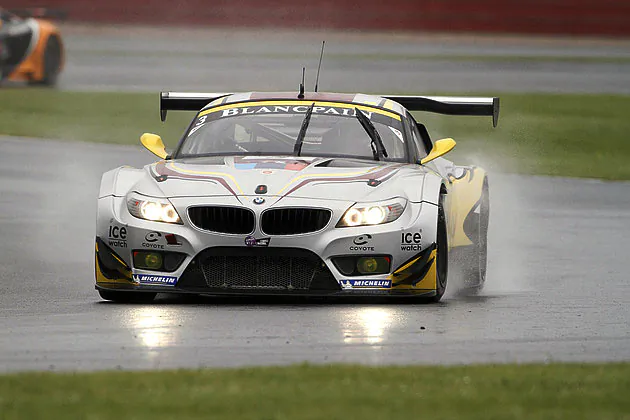 Maxime Martin, Markus Palttala, and Bas Leinders drove the MarcVDS BMW Z4 to its second win of the season at Silverstone Sunday. (Markus Berns/SRO)