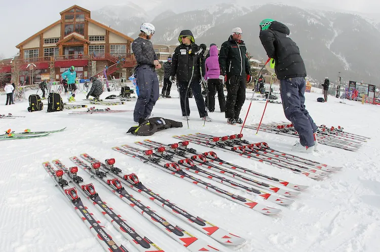 Members of the US Ski team prepare to take some runs at Copper Mountain’s new Speed Center in Colorado. (Doug Pensinger/Getty Images)