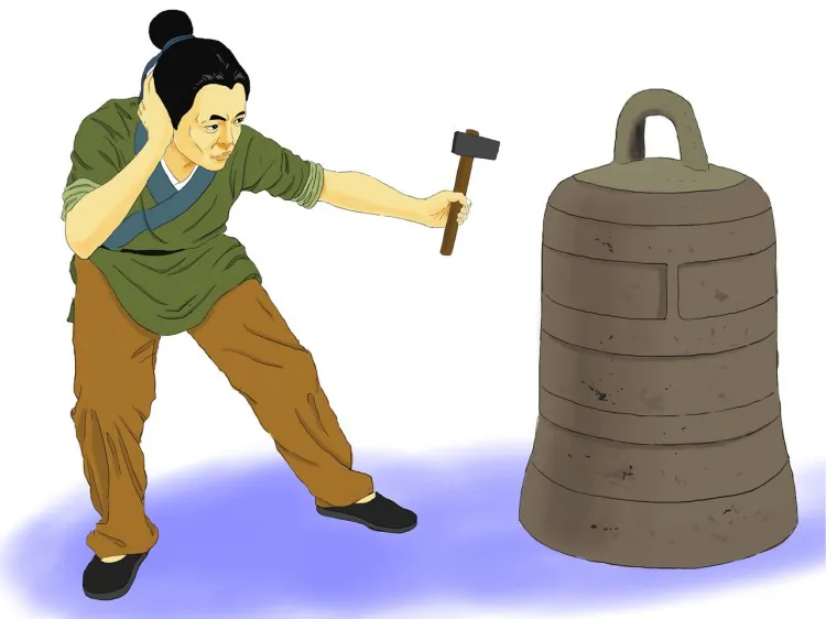 The silliness of stuffing one's ear while stealing a bell. (Zhiching Chen/The Epoch Times)