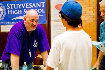 A Stuyvesant High School teacher speaks with a prospective student at the Citywide High School Fair at Brooklyn Technical High School on Sunday. (Tara MacIsaac/The Epoch Times) A Stuyvesant High School teacher speaks with a prospective student at the Citywide High School Fair at Brooklyn Technical High School on Sunday. (Tara MacIsaac/The Epoch Times)