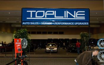 AT THE TOP: Topline's disdplay at the Auto Show. The auto service shop had many of the more 'mundane' automobiles present such as the BMW M3 and 2008 Chevrolet Corvette. (Paul Wilson-Young/Tyhe Epoch Times) AT THE TOP: Topline's disdplay at the Auto Show. The auto service shop had many of the more 'mundane' automobiles present such as the BMW M3 and 2008 Chevrolet Corvette. (Paul Wilson-Young/Tyhe Epoch Times)