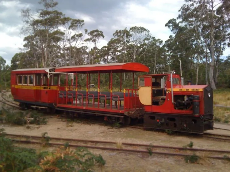 A glance from the tram of the placid estuary, Ida Bay. (Chani Blue/The Epoch Times)