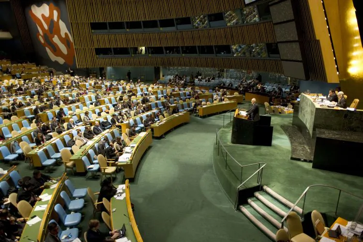 Syria's Ambassador to the UN Bashar al-Ja'fari speaks to the General Assembly after a report by the High Commissioner for Human Rights regarding Syria Feb. 13  in New York. (Don Emmert/AFP/Getty Images)