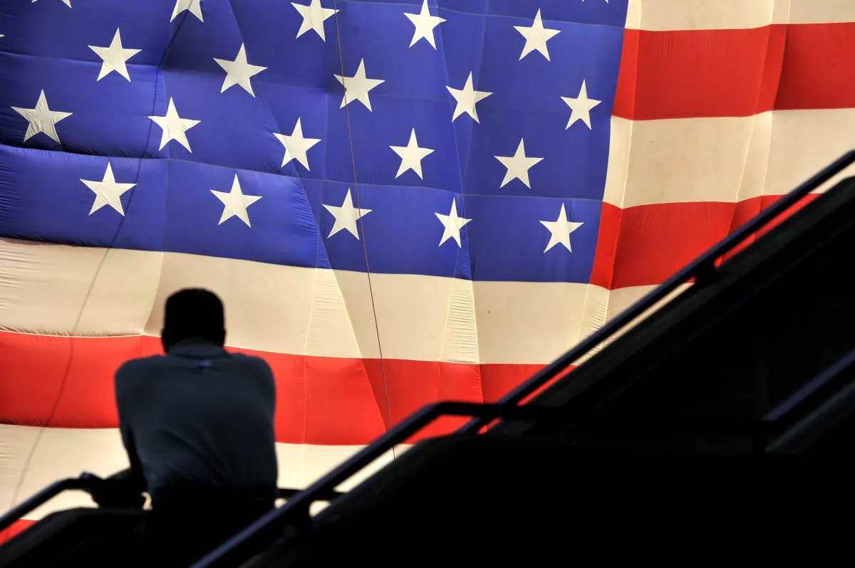 The world's largest free-flying American flag in Hoboken, New Jersey on July 3, 2012. (Michael Bocchieri/Getty Images)