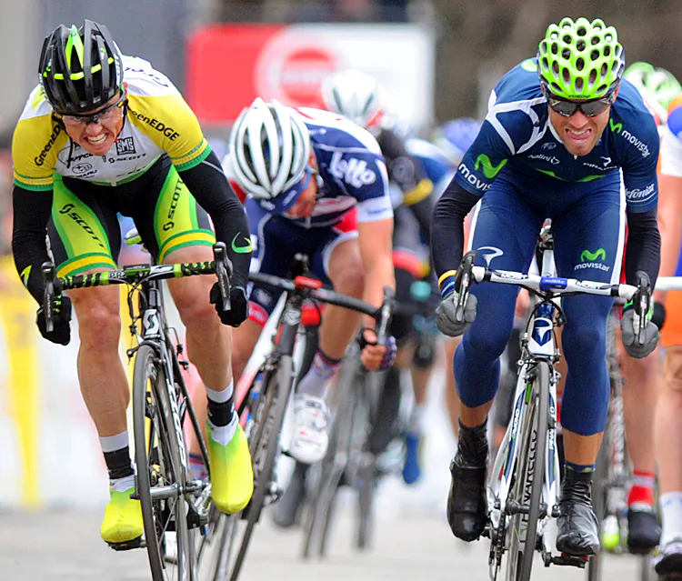 Sky’s Bradley Wiggins retained the yellow jersey as none of his competitors challenged on this mostly flat stage. (Pascal Pavani/AFP/Getty Images)