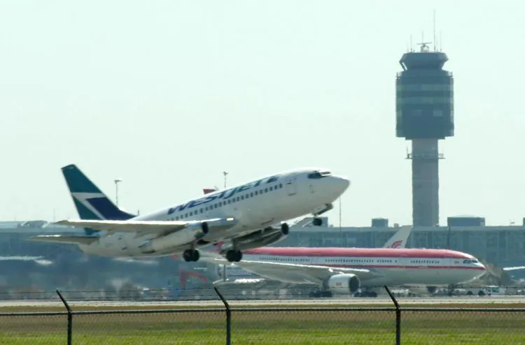 An airplane takes off from Vancouver International Airport in a file photo. In its recent budget, B.C. eliminated the provincial aviation fuel tax on international flights, effective April 1. (AFP/Getty Images)