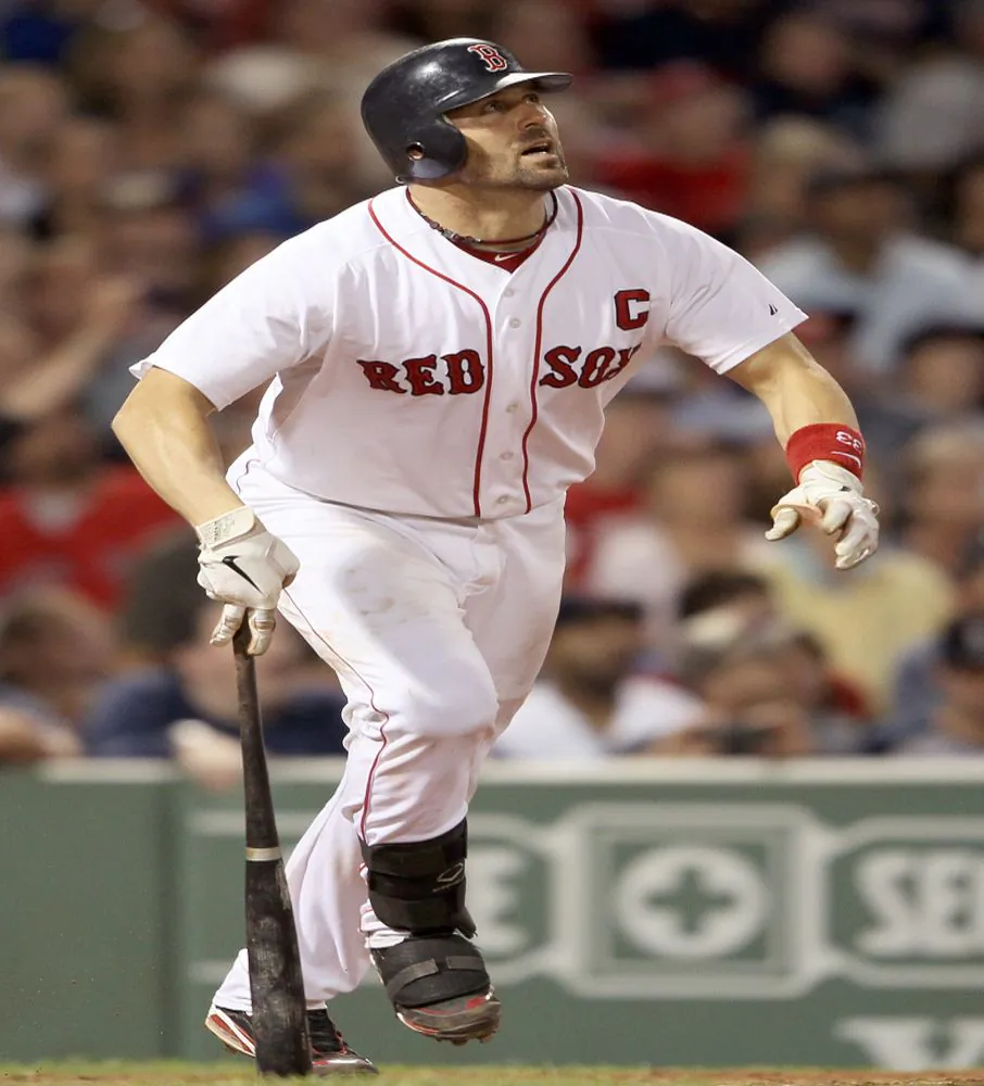 Varitek was the Red Sox catcher for 14 years and won two World Series titles. (Elsa/Getty Images)