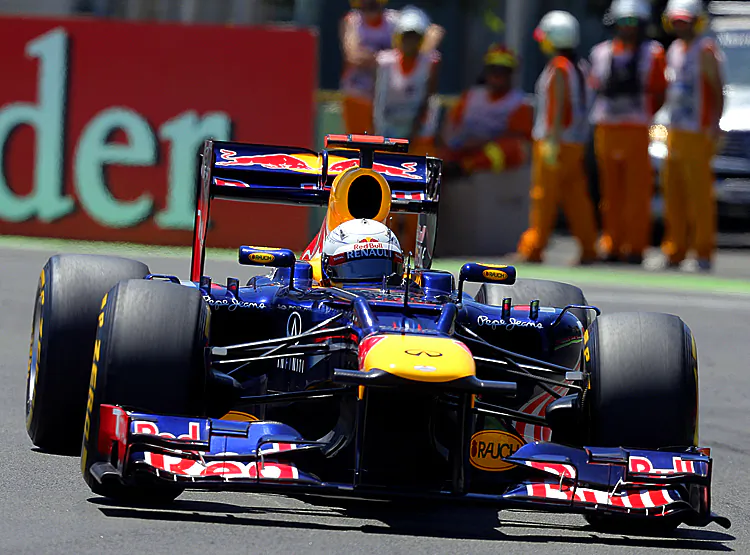 Red Bull Racing's Sebastian Vettel drives at the Valencia Street Circuit qualifying for the Formula One European Grand Prix. (Jose Jordan/AFP/GettyImages)