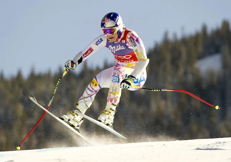 Lindsey Vonn catches air on the way to her fourth victory in a row on the World Cup circuit. (Don Emmert/AFP/Getty Images)